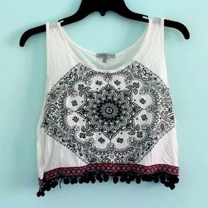 Cropped Pom Pom mandala tank